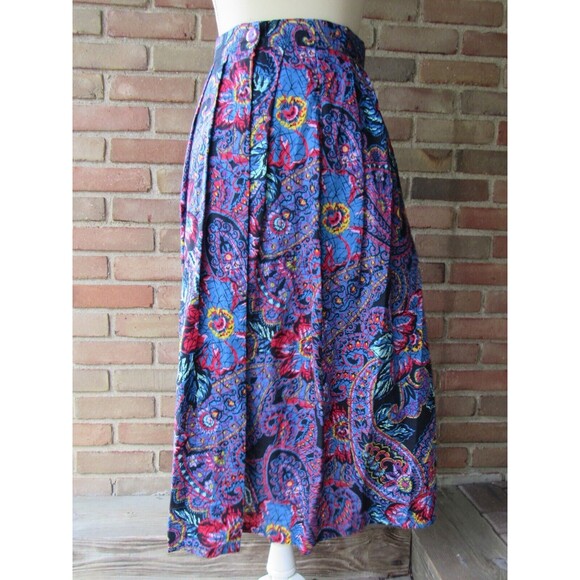 VTG Multicolor Lap Skirt Midi Size 9/10 High Waist Greenwich Square Retro Bright - Picture 4 of 16